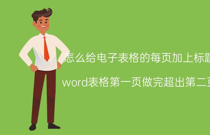 怎么给电子表格的每页加上标题 word表格第一页做完超出第二页，如何在第二页上加入第一页的标题？